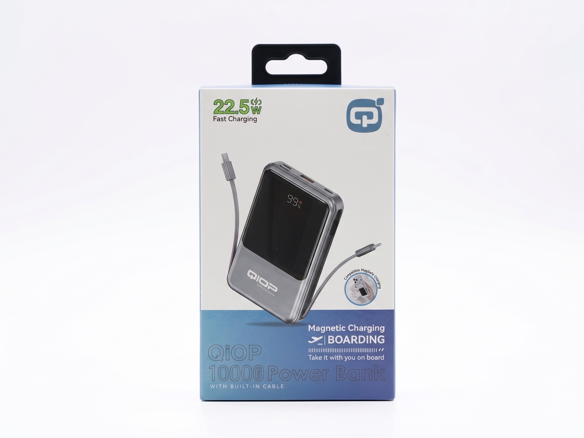 QiOP 10000mAh 22.5W Magnetic MagSafe Power Bank with Built-in Cables